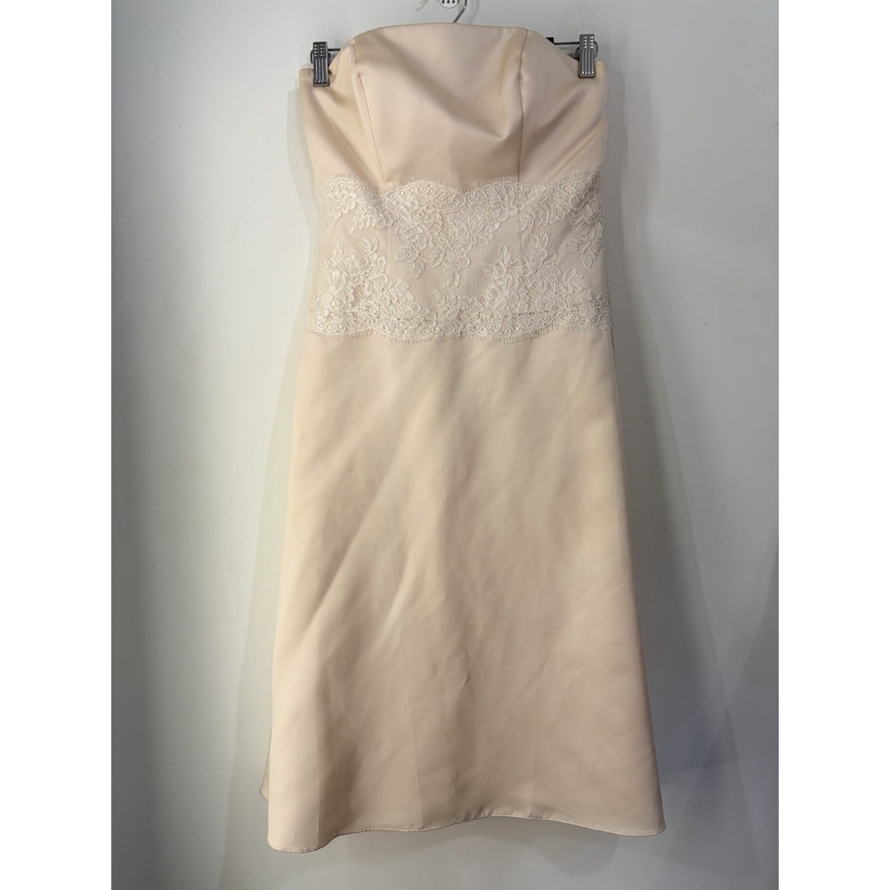 Vintage Forever Yours Champagne Strapless Formal Gown Lace Dress Size 4